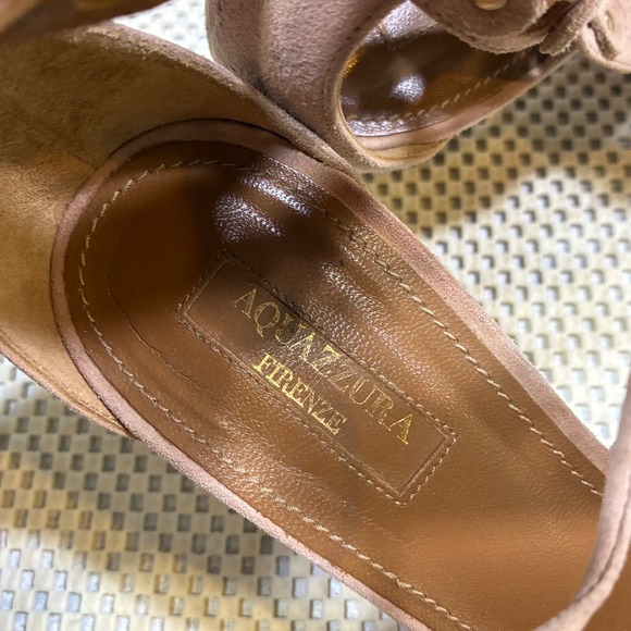 Aquazzura Firenze Suede Leather Pointed Toe Lace Up Pumps Heels 39 (US 9) - Picture 5 of 9